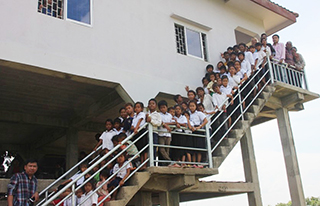 photo of new staircase railing at mission school in Cambodia