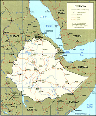 map of Ethiopia and surrounding countries