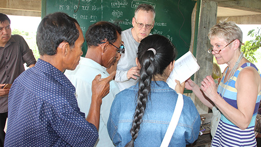 group of people in classroom in Cambodia