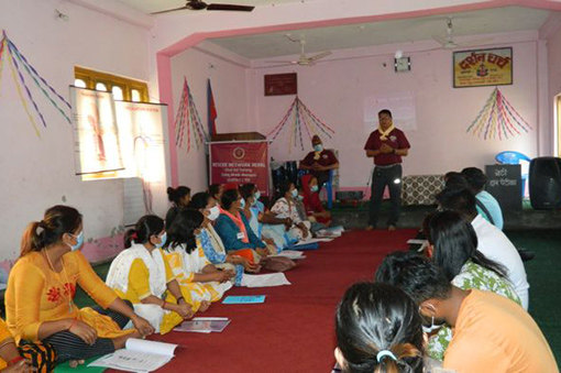 photo of people in first aid training class in Nepal