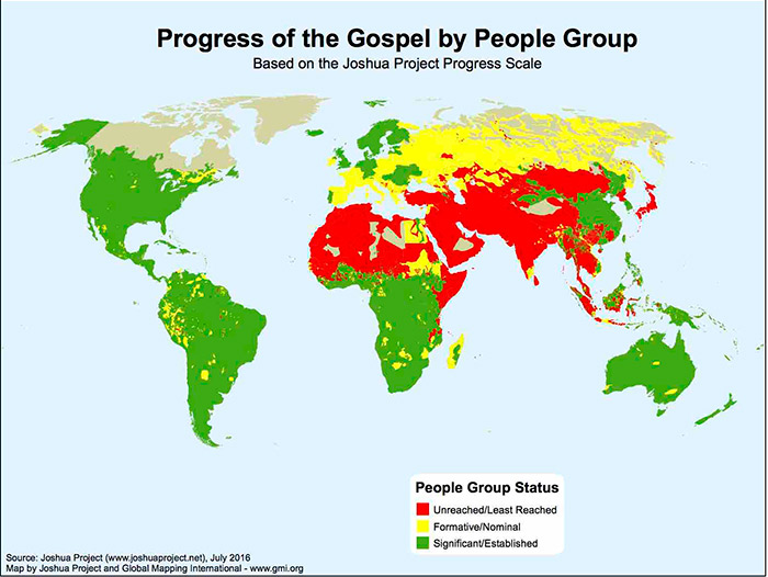 global map showing locations of Joshua Project
