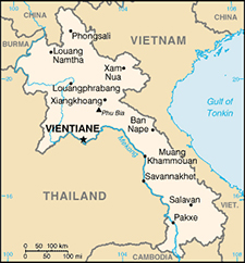 map of Laos and surrounding countries