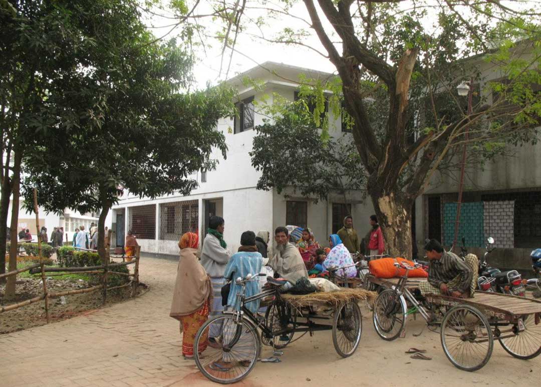 people in front of hospital in Bangladesh