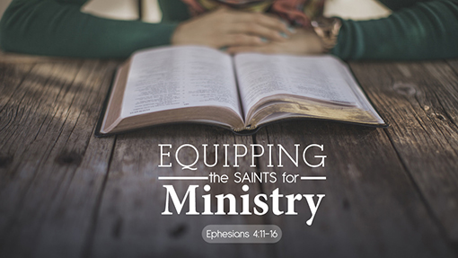 open Bible  with words Equipping...Ministry