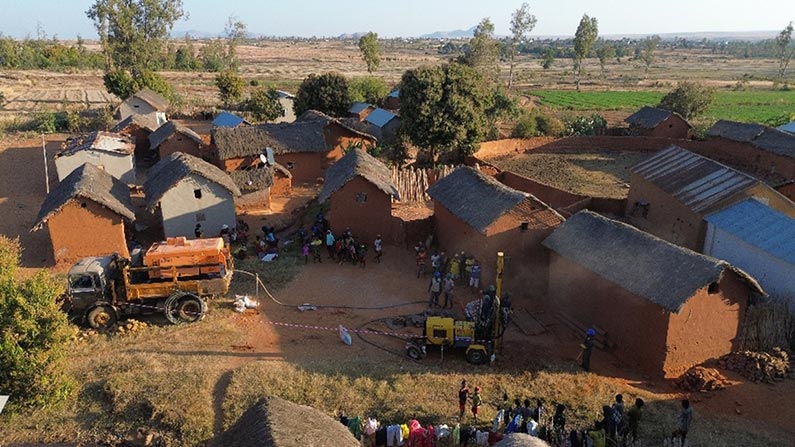 drilling a well in a village 