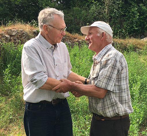 old friends greeting each other