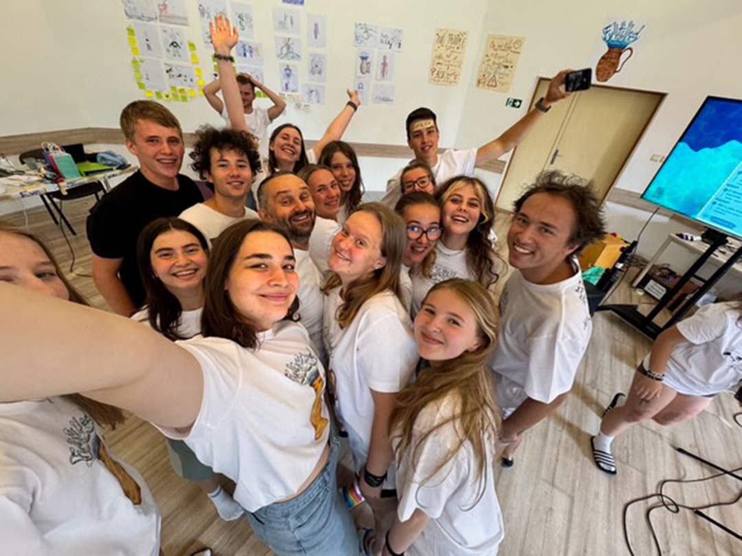 group posing for selfie