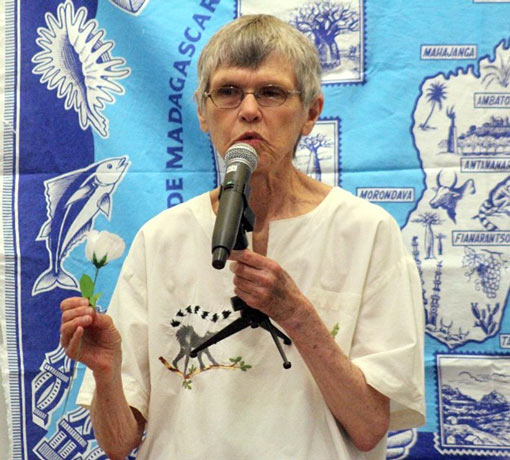 woman holding microphone