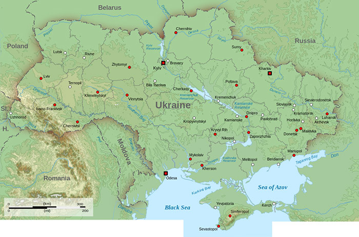 map of Ukraine and surrounding countries