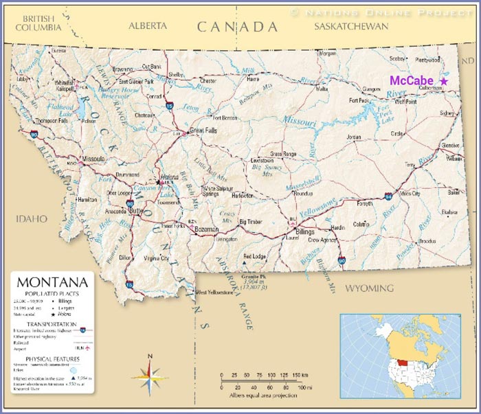 Map of Montana, USA