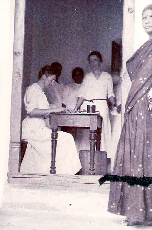 vintage photo of woman missionary at work in India