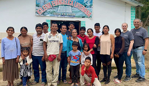 people standing in front of church in Bolivia