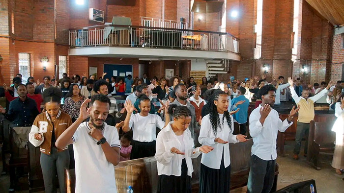 people in church service in Nairobi, Kenya